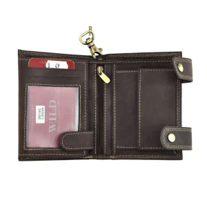 Always Wild 2901-BIC portfel męski skórzany nubuk z łańcuchem przód / Always Wild 2901-BIC men’s nubuck leather wallet with chain front view
